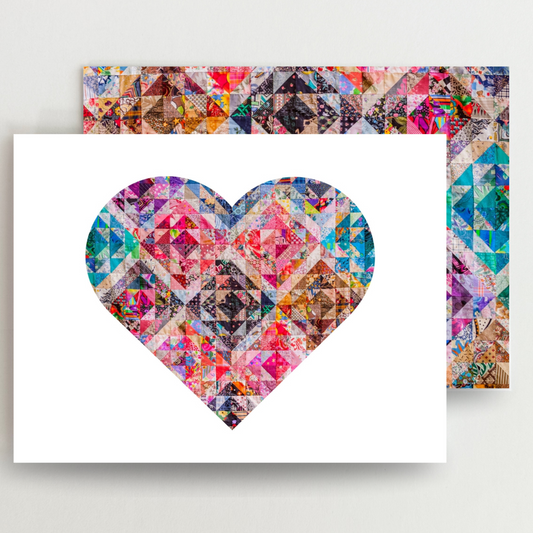 Vibrant Quilt Heart Blank Note Cards Set