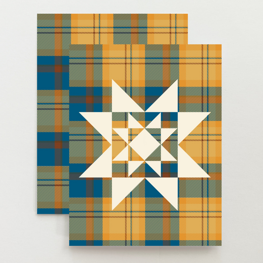 Flannel Mustard Yellow Quilt Star Card Set