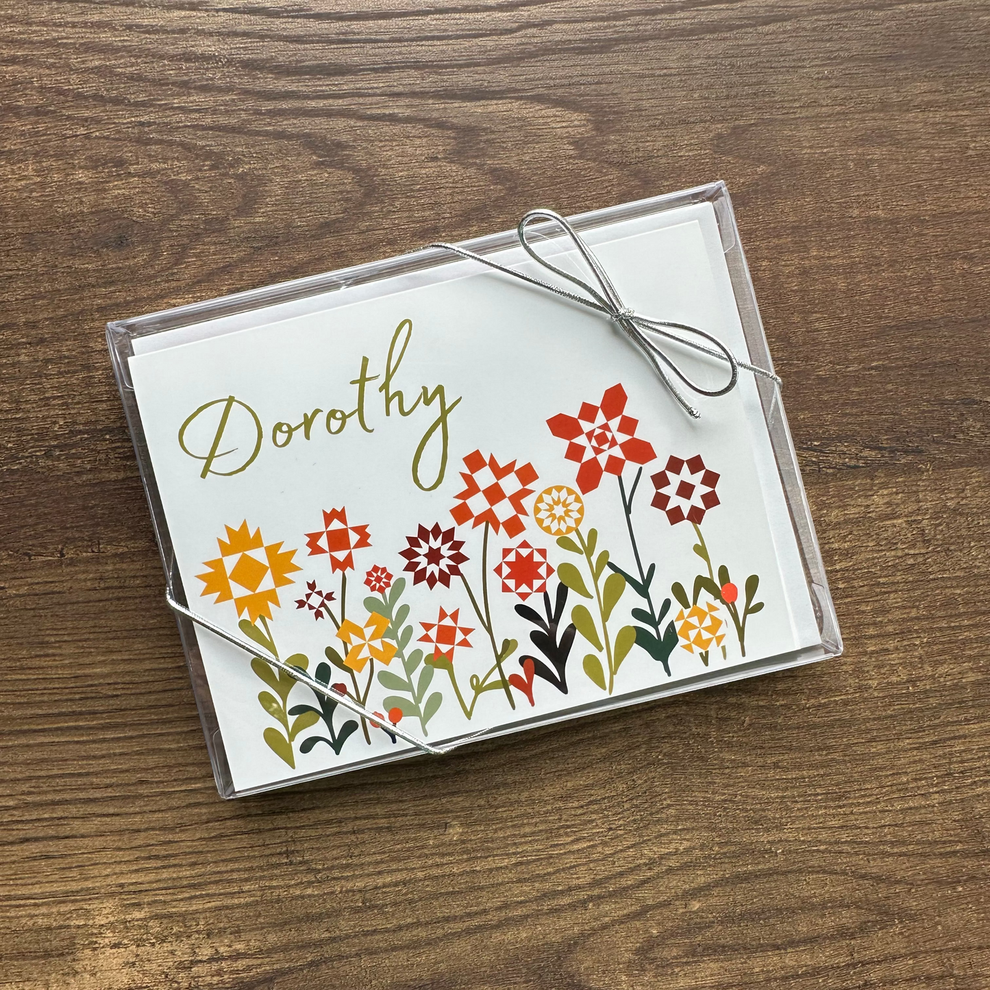 Personalized Quilt Block Garden Premium Note Cards Set