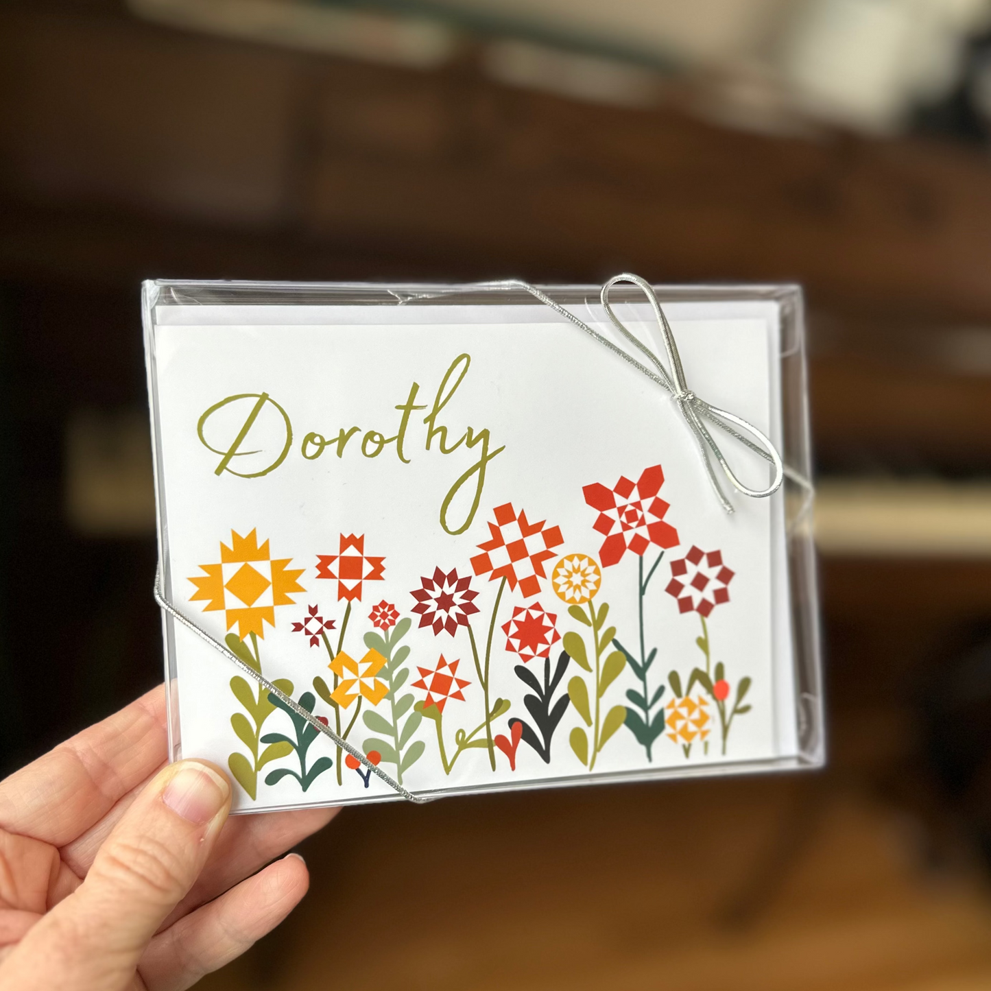 Personalized Quilt Block Garden Premium Note Cards Set