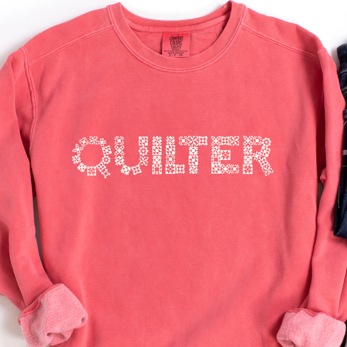 Comfort Colors Quilter Quilt Block Letters Unisex Garment-dyed Sweatshirt - Free shipping!