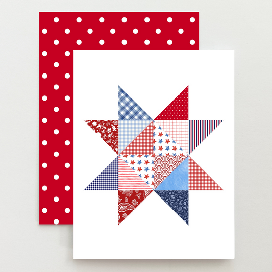 Patriotic Patchwork Quilt Star Card Set