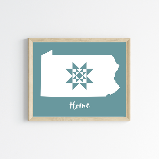 Pennsylvania Home Quilt Star 8x10 Wall Art Print - Choose Your Color