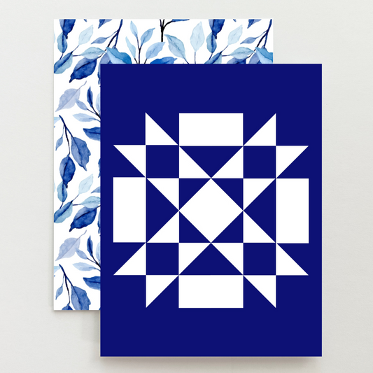 Blue Floral Quilt Block Card Set