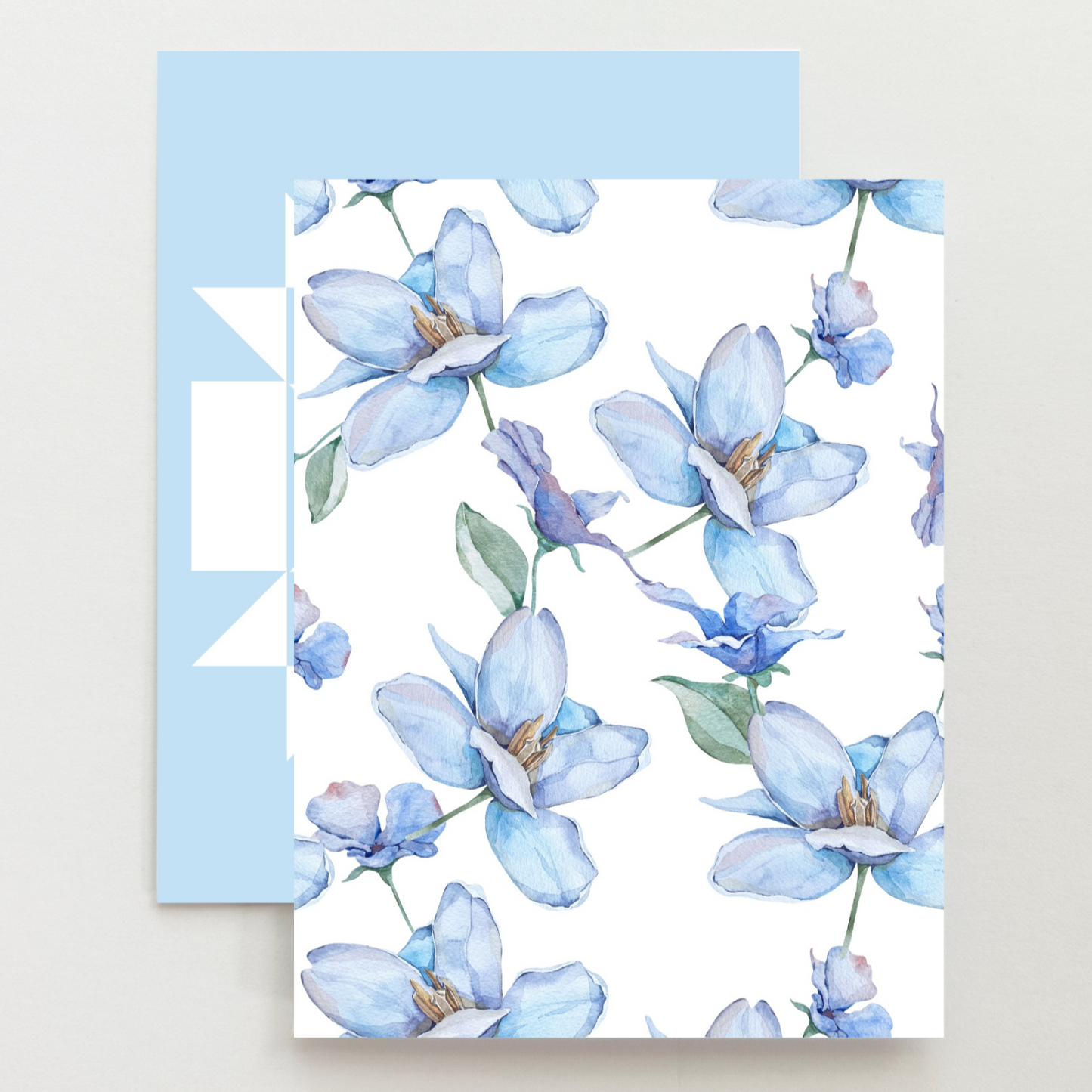 Light Blue Floral Quilt Block Card Set